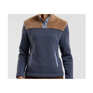 Title Nine Women XL Jacket Callitrix Fleece Pullover Blue Shepra Brown Hiking